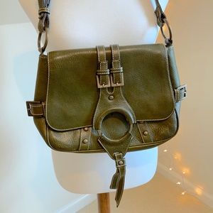 RARE Frye Green Buckle Shoulder Bag